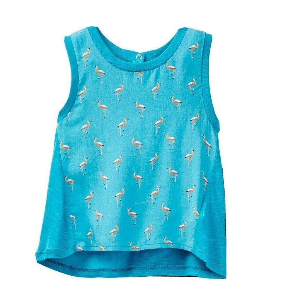 SPLENDID Girls Tank Top Sleeveless SOFT Rayon Flamingo Fashion Designer Blue 3T
